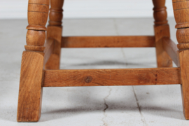 Danish Brutalist Style Small Drop-Leaf Coffee Table Made of Solid Oak, 1940's. In the style of Henning Kjærnulf/ Axel Einar Hjorth