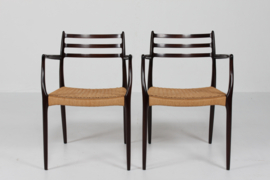 N. O. Møller Pair of Armchairs No. 62 of Mahogany Made by J.L. Møller in Denmark. Danish Modern 1960s.