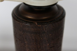 Huge Aldo Londi for Bitossi Table Lamp, Blue and Brown Italian Ceramic with New Shade, 1960s