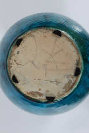Herman A. Kähler Art Deco Floor Vase with Speckled Turquoise Glaze, HAK Denmark 1930.