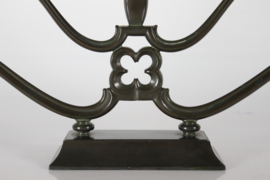 Sold - Danish Just Andersen Art Deco 5-armed Candelabra of Disco Metal No. 1352, Denmark 1930s.