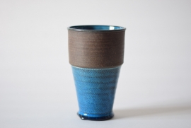 Nils Kähler for Kähler / HAK Vase turquoise brown Danish pottery midcentury