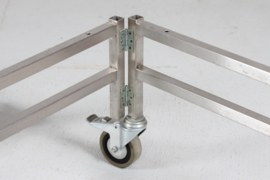 Danish Modern Custom Made Square Steel Coffee Table on Wheels Denmark 1980s