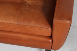 Danish Modern Two-Seat Sofa with Cognac-Colored Leather Made in Denmark Mid-century 1960s