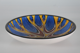 Large Søholm Ceramic Low Bowl/Dish with Graphic Pattern in Bright Colors, 1960s Denmark