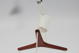 Danish Three Shade Pendant Mounted on Teak Frame. Mid-century Scandinavian Lightning Design,1960s