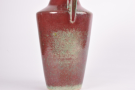 Michael Andersen & Søn Denmark Tall Handled Vase Oxblood & Green Glaze Art Deco Danish Mid-century Ceramic