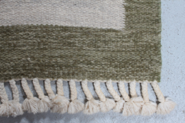 Hand-woven Röllakan Woolen Rug with Geometric Pattern 1970s Scandinavian