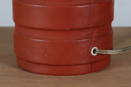 Scandinavian Modern 1960s Large Adjustable Table or Floor Lamp Red-brown Leather. Mid-century Lightning