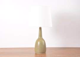 Danish Palshus Table Lamp Olive Green Haresfur Glaze, by Per Linnemann-Schmidt, Midcentury Modern 1950s