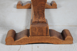SOLD - Danish Handcrafted Henning Kjærnulf Style Brutalist Coffee Table of Solid Oak 1940s.