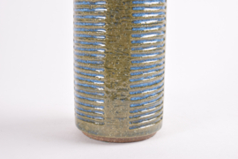 Danish Palshus Table Lamp Green & Blue Stripes with Shade, Design Per Linnemann-Schmidt, Model DL 30, Modern Ceramic 1960s