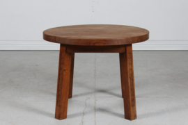 Danish Midcentury Brutalist Round Coffee Table of Solid Oak by Cabinetmaker 1950