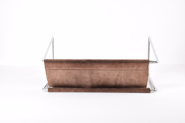 Verner Panton for Fritz Hansen "Bachelor" Magazine Rack Dark Brown Leather & Steel Frame, 1960