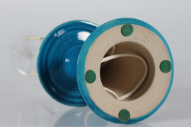 Danish Kähler + Poul Erik Eliasen Style Sculptural Table Lamp Turquoise Blue Mid-century 1960s