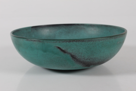 1940s Nils Kähler for HAK Kähler Art Deco Large Ceramic Bowl with Verdigris Green Glaze, Danish Pottery