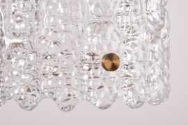 Carl Fagerlund for Orrefors Cylindrical Glass Pendant Ceiling Lamp with Brass & Canopy, Sweden 1960s