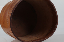 Vintage Wastepaper Basket of Genuine Cognac Colored Core Leather, 1970s