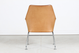 Mirja Dux Easy Chair Cognac Colored Leather Cushions Scandinavian Modern 1970s