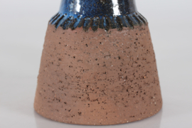 Brutalist Unic Sejer Studio Danish Ceramic Table Lamp Dark Blue with New Shade, Mid-century