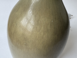 Danish Palshus Table Lamp Olive Green Haresfur Glaze, by Per Linnemann-Schmidt, Midcentury Modern 1950s