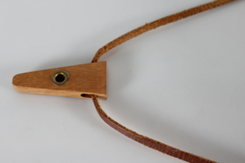 Uno and Osten Kristiansson Round Mirror of Oak with Leather Strap for Hanging by Luxus Vittsjö Sweden, 1970