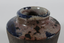 Danish Studio Ceramic Vase by Chris Moes Earthen Colors with Speckles of Black and Purple, 1970s Danish Mid-century Ceramics.