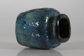 Artistic Vase by Danish Sejer Ceramic Studio Brutalist Style Pottery, Rustic with Blue Glaze 1970s. Danish Modern Ceramics.