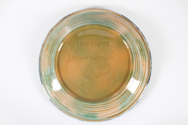 Large Ceramic Dish with Leaf Pattern by Torben Keramik Denmark Mid-Century