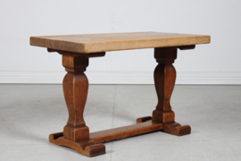 SOLD - Danish Handcrafted Henning Kjærnulf Style Brutalist Coffee Table of Solid Oak 1940s.