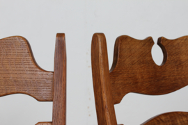 Danish Henning Kjærnulf 2 High Razor Blade Chairs. Made of Solid Oak with New Sheep skin. Danish Modern 1970s.