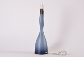 Kastrup / Holmegaard by Bent Nordsted Tall Gourd Shaped Table Lamp "Natblå" Dusted Blue Glass, Danish Modern 1960s