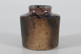 Danish Studio Ceramic Vase by Chris Moes Earthen Colors with Speckles of Black and Purple, 1970s Danish Mid-century Ceramics.