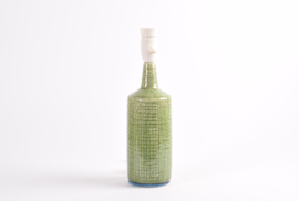 Danish Palshus Table Lamp Grass Green Glaze with Shade, Design Per Linnemann-Schmidt, Model DL 30, Modern Ceramic, 1960s