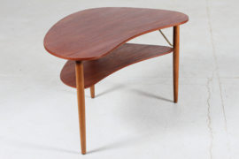 Danish Modern Organically Shaped Coffee Table of Teak and Beech, Denmark Mid-century 1950s