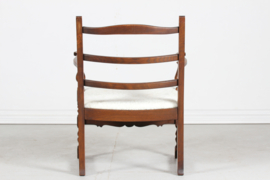 Danish Sculptural Handcrafted Lounge Chair of Solid Oak with New Sheepskin 1940s