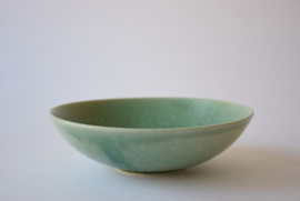 Saxbo Eva Stæhr Nielsen Attributed Denmark  Bowl with Green Glaze Grass & Bird Motif Danish Mid-century Pottery