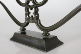Sold - Danish Just Andersen Art Deco 5-armed Candelabra of Disco Metal No. 1352, Denmark 1930s.