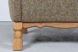 Danish Henning Kjærnulf  Style Sofa of Solid Oak with the Original Striped Wool 1970. Danish Modern, Mid-century.