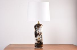 Very Tall! Danish Brutalist Sculptural Ceramic Table Lamp with Brass by Jeppe Hagedorn-Olsen, Earthy Colors, Modern Ceramic 1960s / 1970s