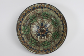 H. A. Kähler Large Bowl with Floral Motif by Jens Thirslund Denmark 1930s. Danish Vintage Ceramic.