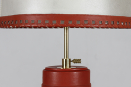 Scandinavian Modern 1960s Large Adjustable Table or Floor Lamp Red-brown Leather. Mid-century Lightning