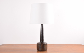 Danish Palshus Table Lamp Chamotte Clay with Brown Glaze Stripe Decor, Design Per Linnemann-Schmidt, Model DL 35, Modern Ceramic 1960s / 1970s