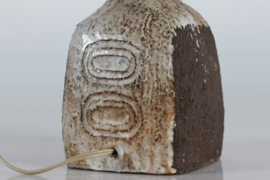 Danish Brutalist by Artist Sejer Ceramic Table Lamp with Brown Glaze + New Shade. Mid-century Ceramics, Unica 1970s.
