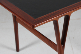 Helge Vestergaard Jensen Coffee Table of Rosewood and Black Leather by Peder Pedersen Denmark, 1960s Danish Modern.