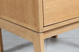 Danish Modern Small Oak Chest of Drawers, Bedside or Office, Munch Møbler, 1970s. Danish mid-century furniture.