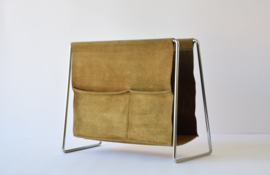 Verner Panton for Fritz Hansen "Bachelor" Magazine Rack in Leather & Steel, 1960s