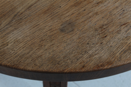 Danish Midcentury Brutalist Round Coffee Table of Solid Oak by Cabinetmaker 1950