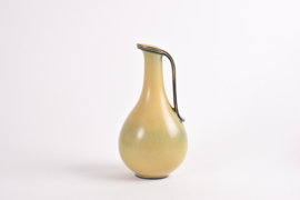 Gunnar Nylund for Rörstrand Handled Vase Yellow Glaze, Scandinavian Mid-Century