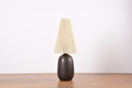 Agne Aronsson Sweden Table Lamp Brown with Original Fabric Shade, Scandinavian Mid-century Ceramic Lighting